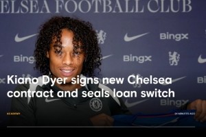 官方：切尔西续约中场小将迪尔至2030年，本赛季将租借荷甲福伦丹